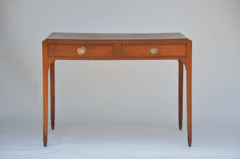 Chic French 40's Sandblasted Oak Desk / Writing Table.