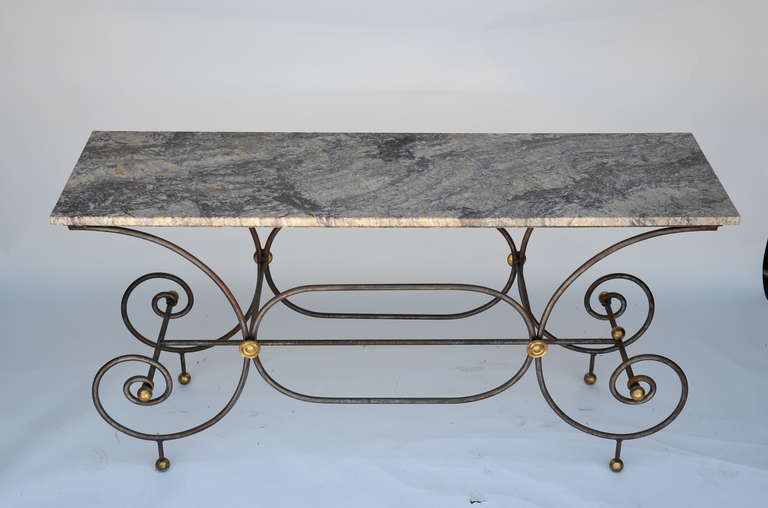 Elegant French Iron Baker's Table with Original Marble Top 1