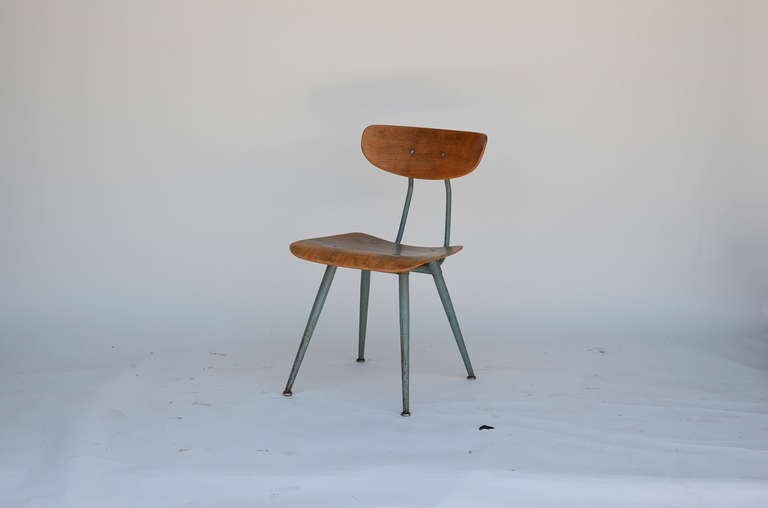 Set of 8 bentwood industrial chairs.