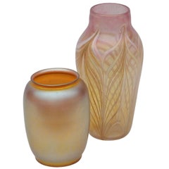 Deux vases en verre d'art rares de Durand