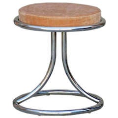Single chromed swiveling stool in velvet by Gary Gutterman