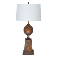 Large Gilt Tole Neoclassical Lamp with Custom Shade 8