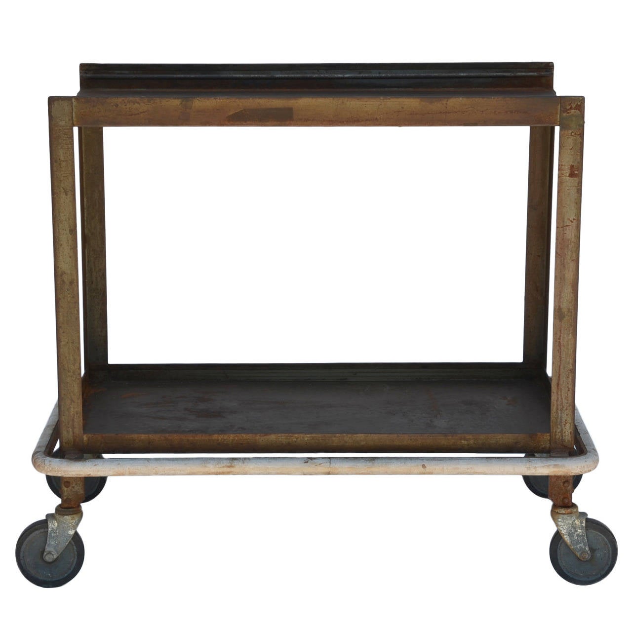 Sturdy Industrial Bar Cart on Wheels For Sale at 1stdibs