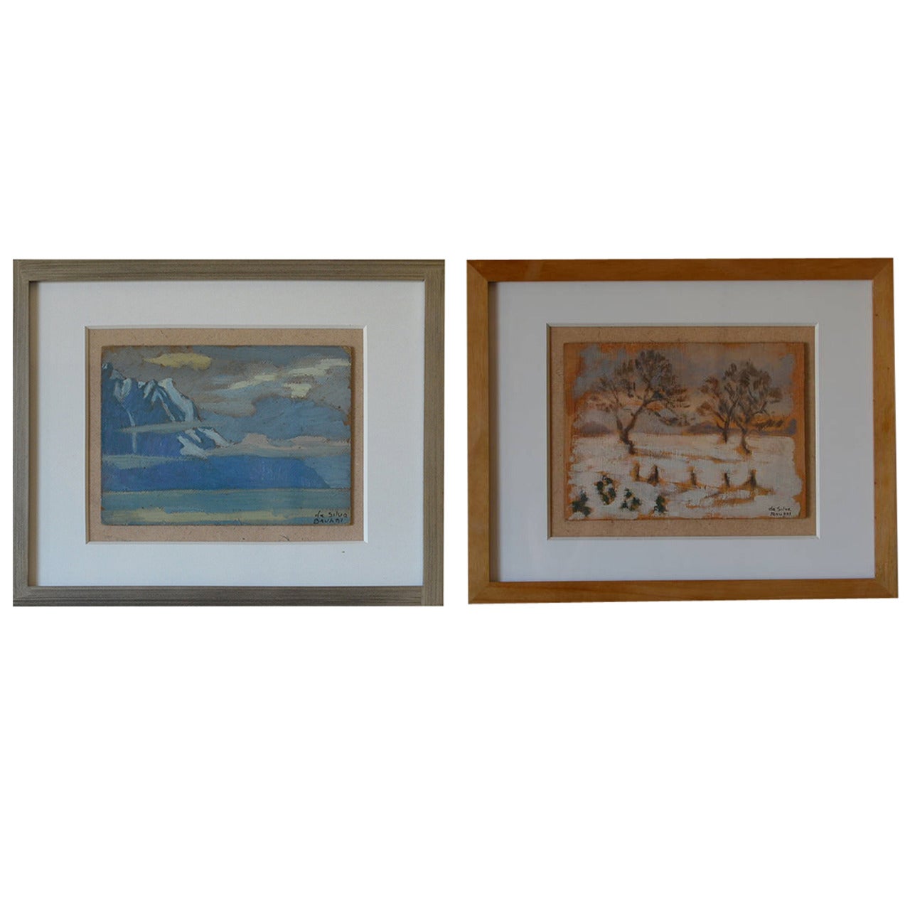 Raro set di due dipinti a olio incorniciati di Ivan da Silva Bruhns