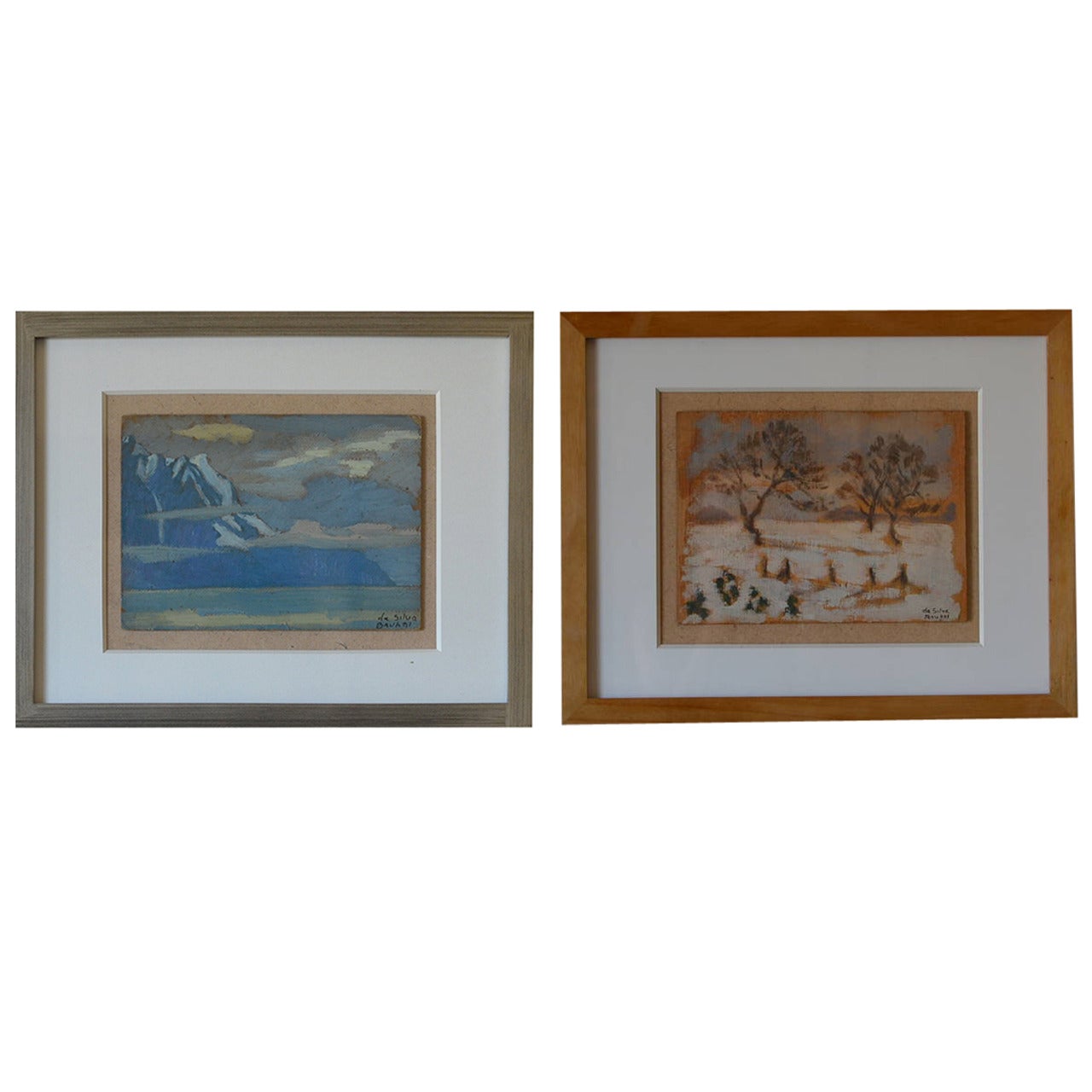 Rare ensemble de deux peintures à l'huile encadrées d'Ivan da Silva Bruhns en vente