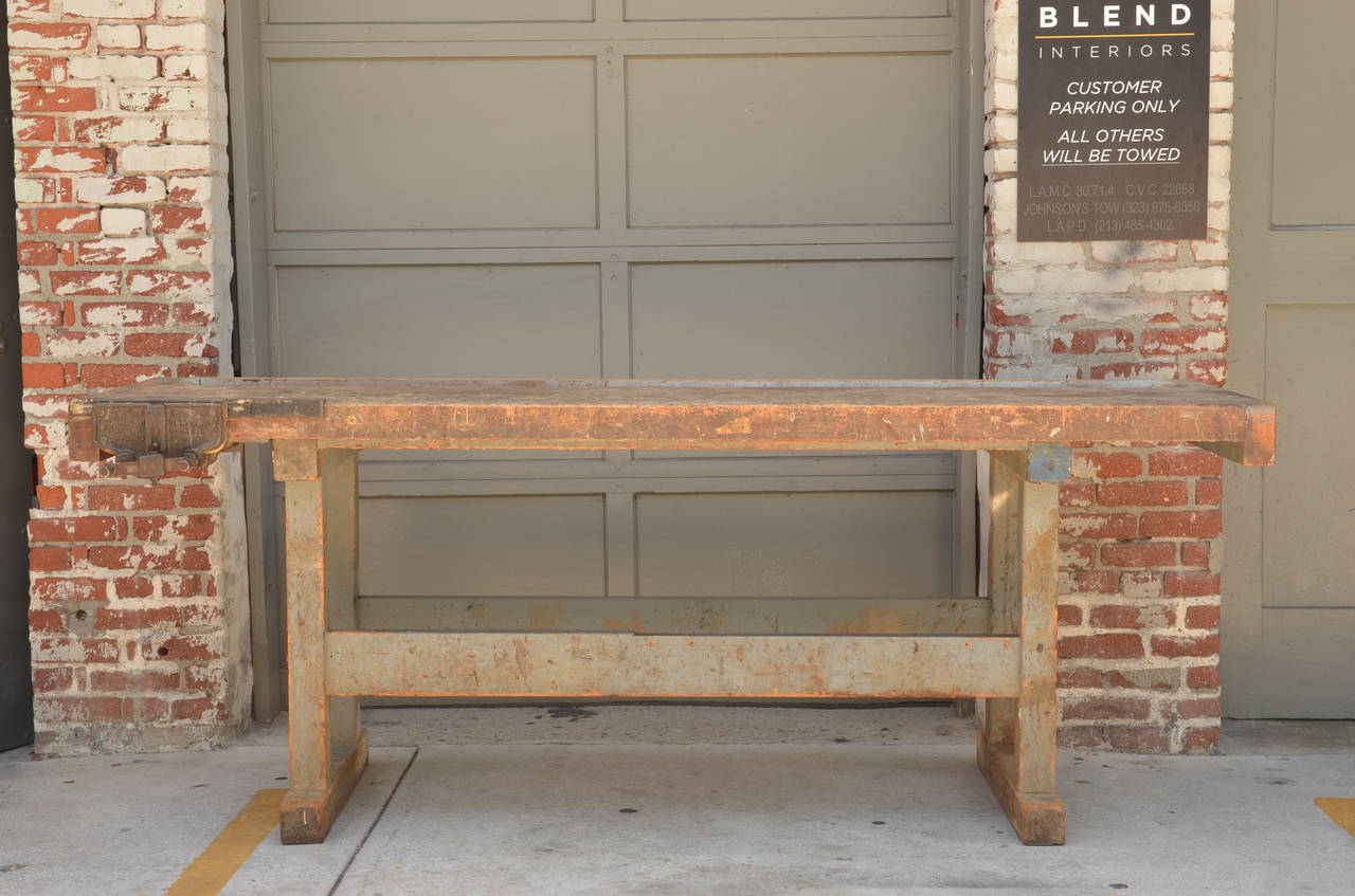 American Impressive Industrial Workbench with Cast Iron Vise