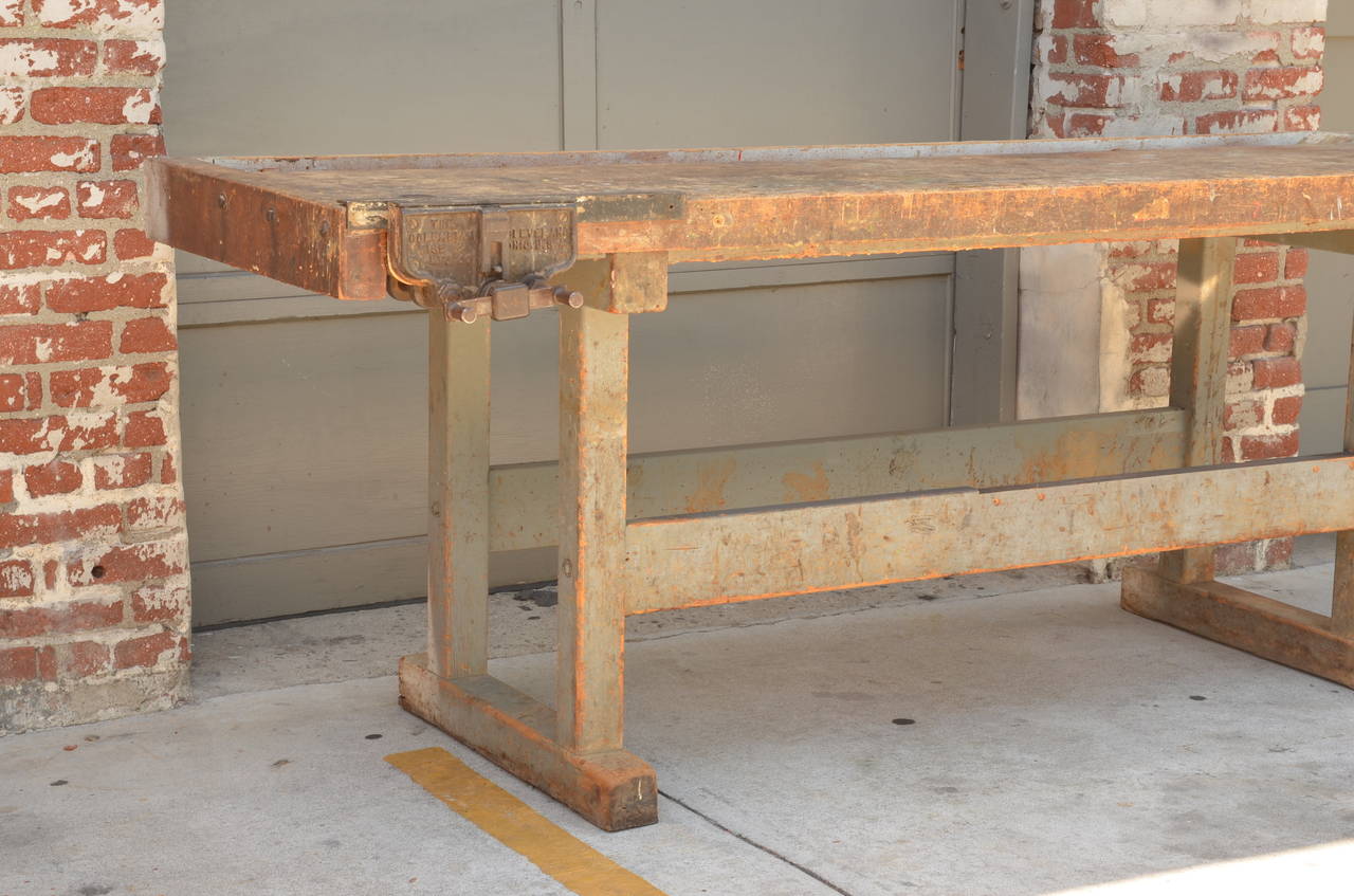 Impressive Industrial Workbench with Cast Iron Vise 1