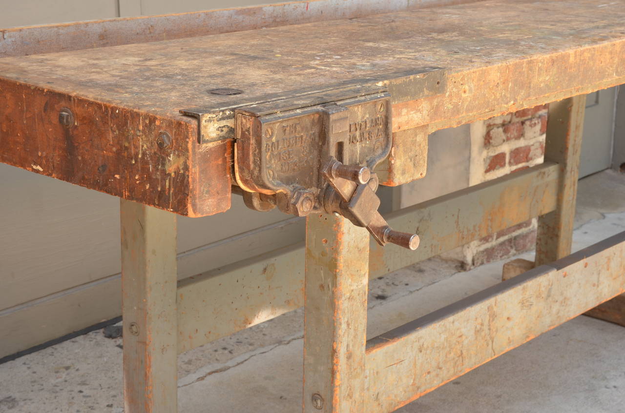 Impressive Industrial Workbench with Cast Iron Vise 2