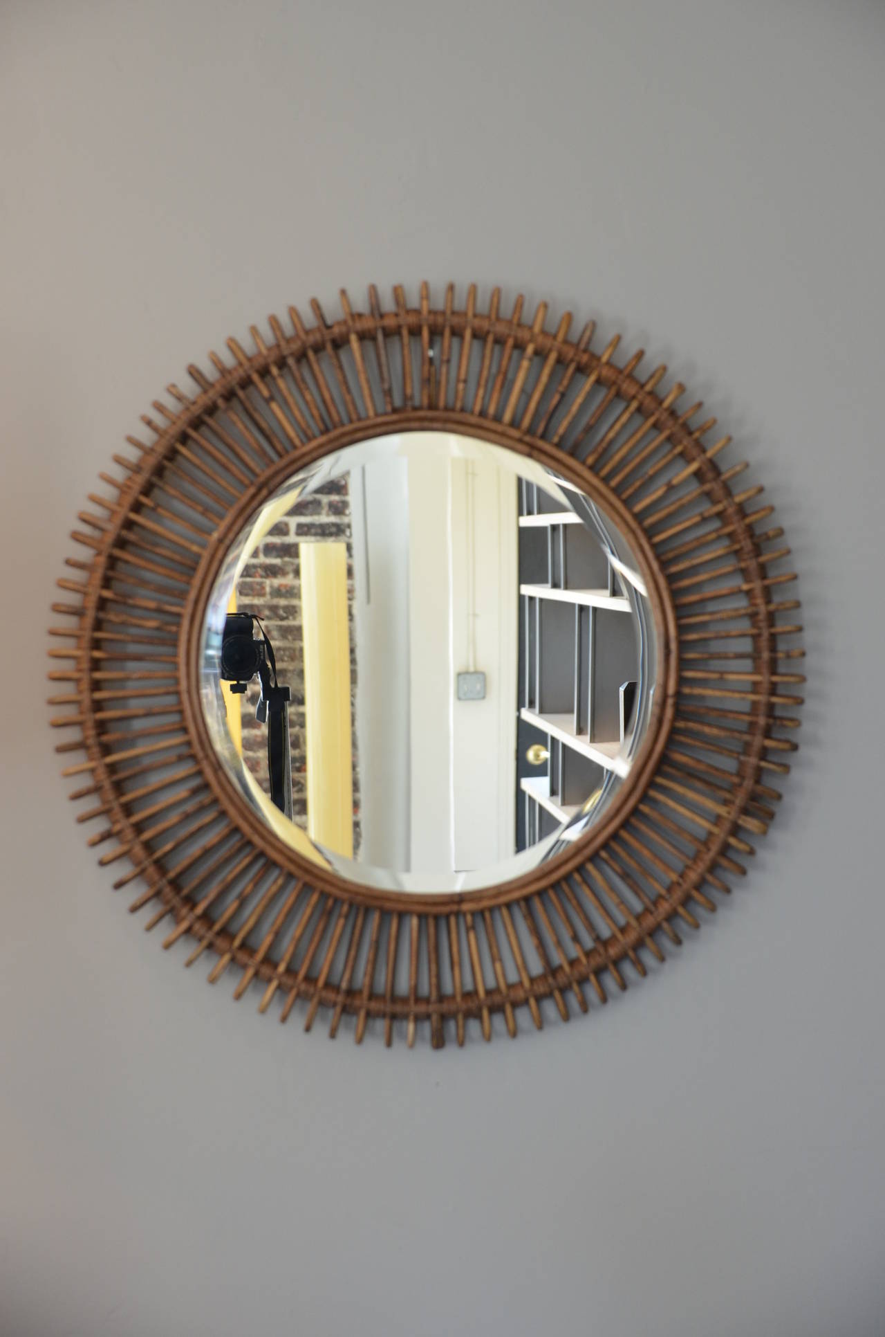 Pair of Large Decorative Rattan Mirrors