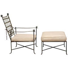 Elegant Patio Lounge Chair and Ottoman by Mario Papperzini for John Salterini