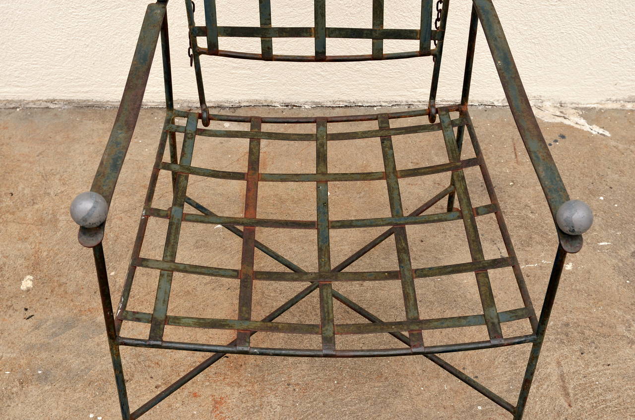 Patinated Elegant Patio Lounge Chair and Ottoman by Mario Papperzini for John Salterini