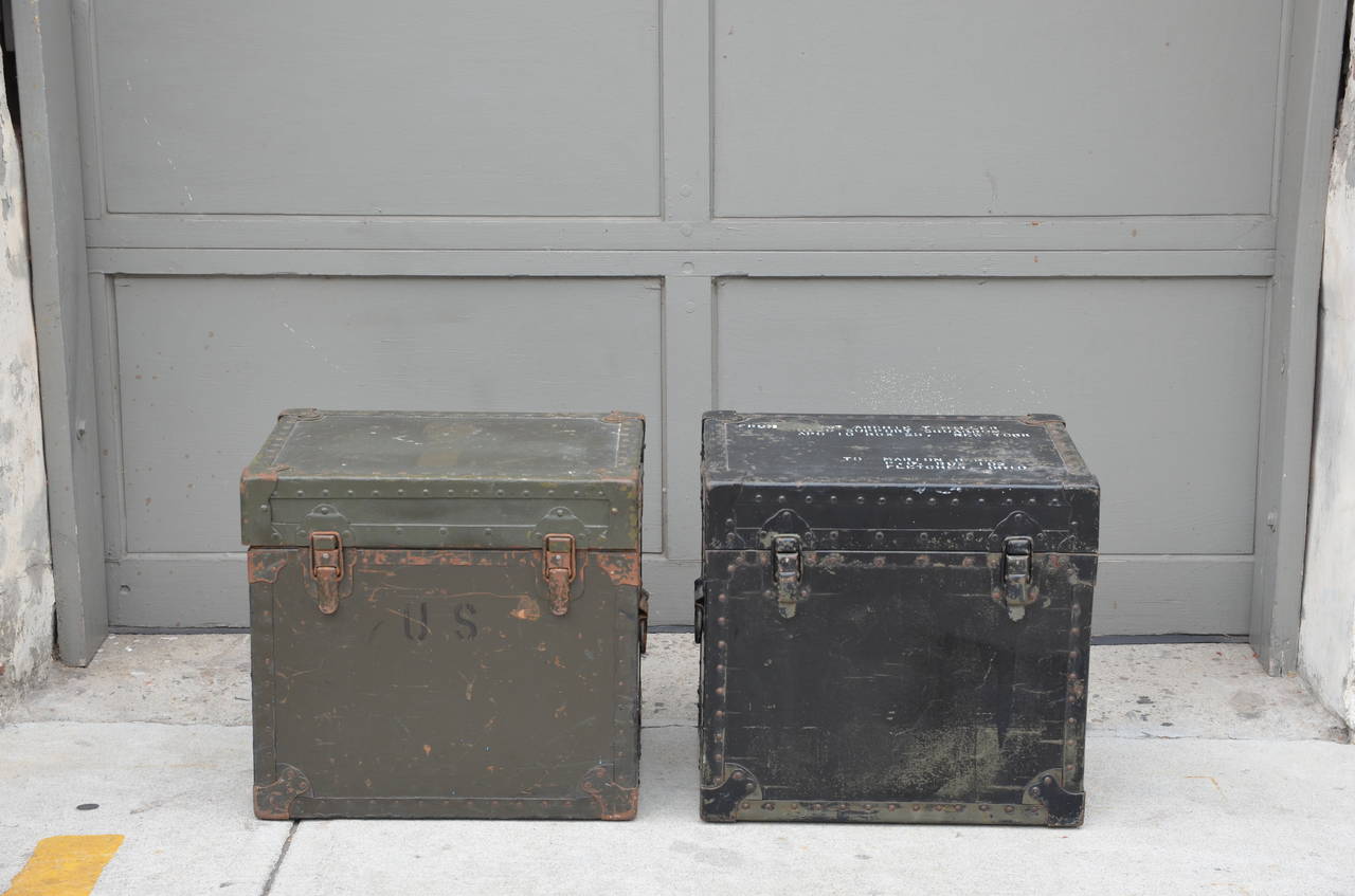 Industrial Compact Army Trunk Side Table