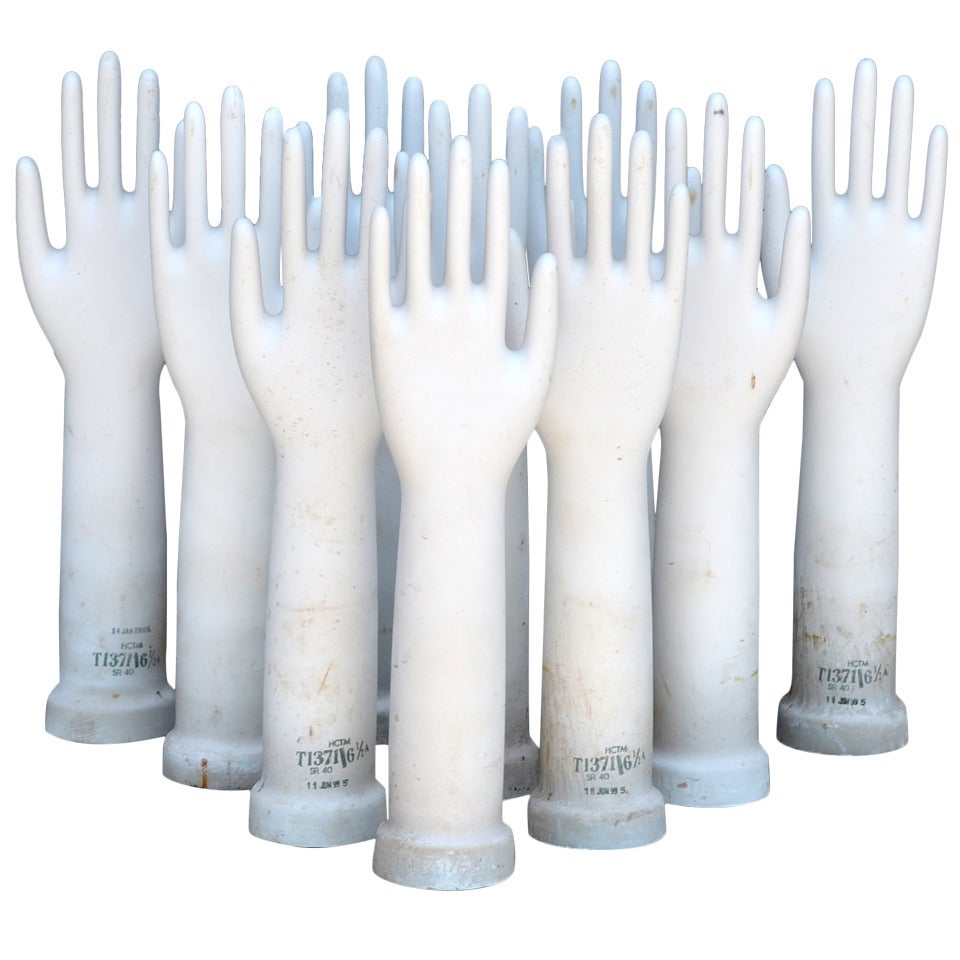 Collection of 10 vintage porcelain glove molds