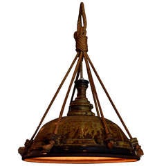 Unusual glazed studio ceramic hanging light