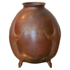 Retro Large Zoomorphic Hammered Copper Vase