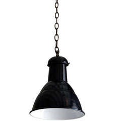 Antique Medium-Sized French Industrial Enameled Hanging Light