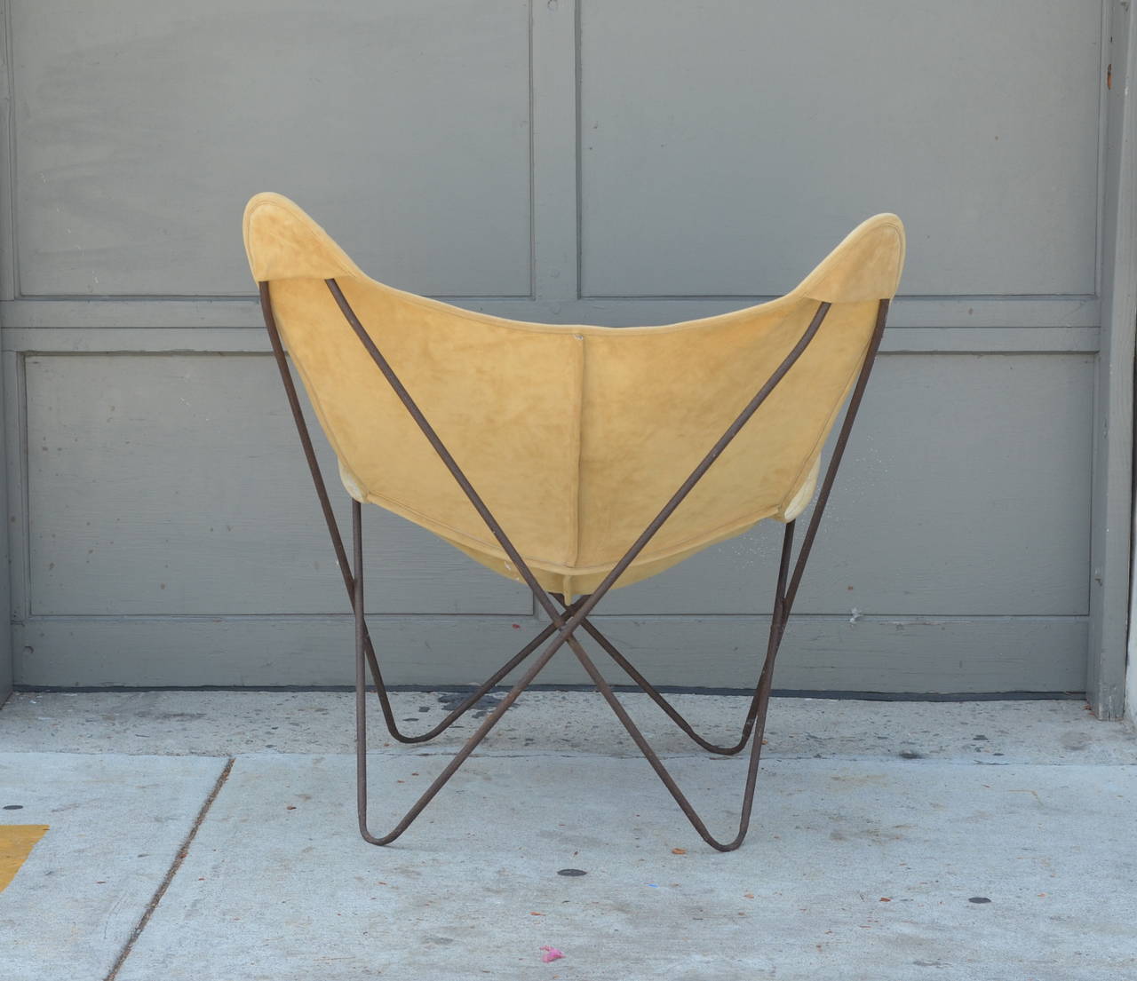 American Pair of Original Vintage Hardoy Butterfly Chairs in Suede