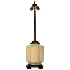 Chic Art Deco Crackled Cream Ceramic Lamp by Robert T. Lallemant 10