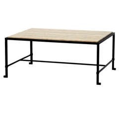 The 'Diagramme' travertine and wrought iron coffee table by Design Frères 11