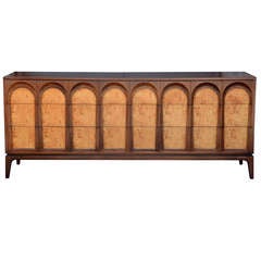 Sculptural burlwood and walnut sideboard by Thomasville