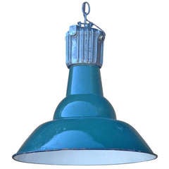 Dark Green French Industrial Workshop Hanging Light 2