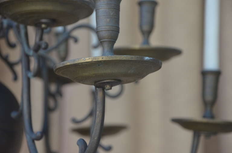 Stunning French Baroque Bronze Chandelier with Wax Candles at 1stDibs