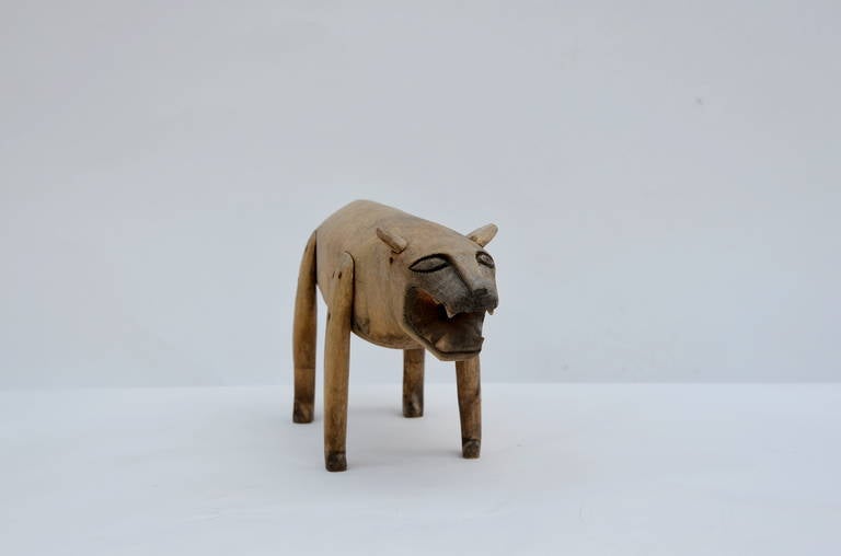 American Craftsman One-of-a-kind Feline Cat Wood Sculpture