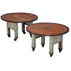 Pair of Unique Weathered Industrial Side Tables / Coffee Table