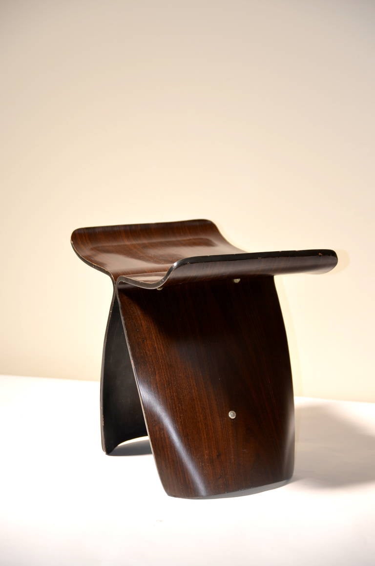 Mid-20th Century Iconic Rosewood Butterfly Stool by Sori Yanagi
