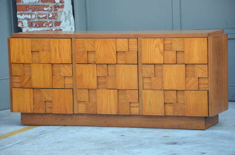 Impressive Brutalist Mosaic Sideboard by Lane Furniture. Signed.