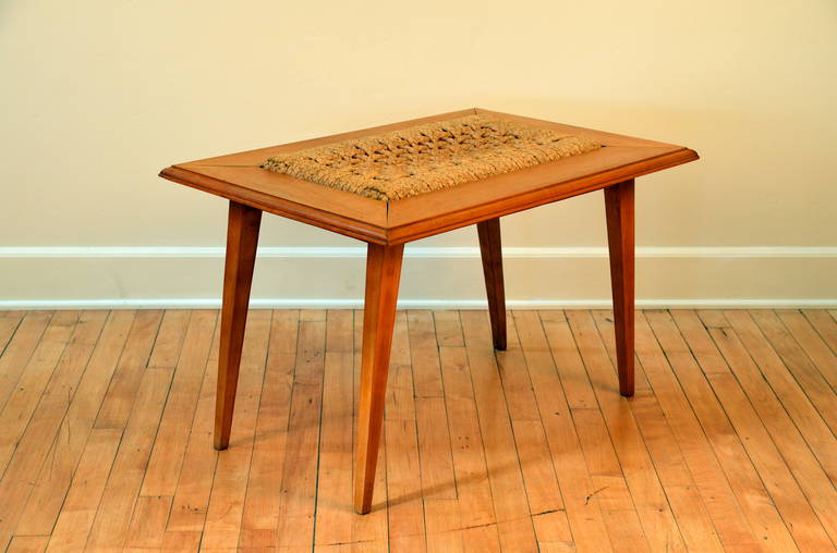 Français Rare table d'appoint en chêne et corde d'Adrien Audoux et Frida Minet en vente