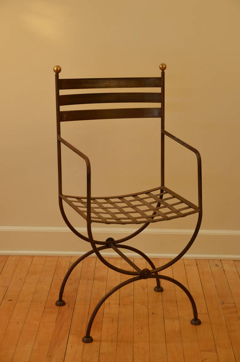 Neoclassical Pair of Chic French 60's Iron Lattice Armchairs in the Style of Jansen