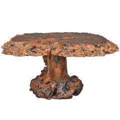 Stunning American 60's Burlwood Table With Stump Base 5