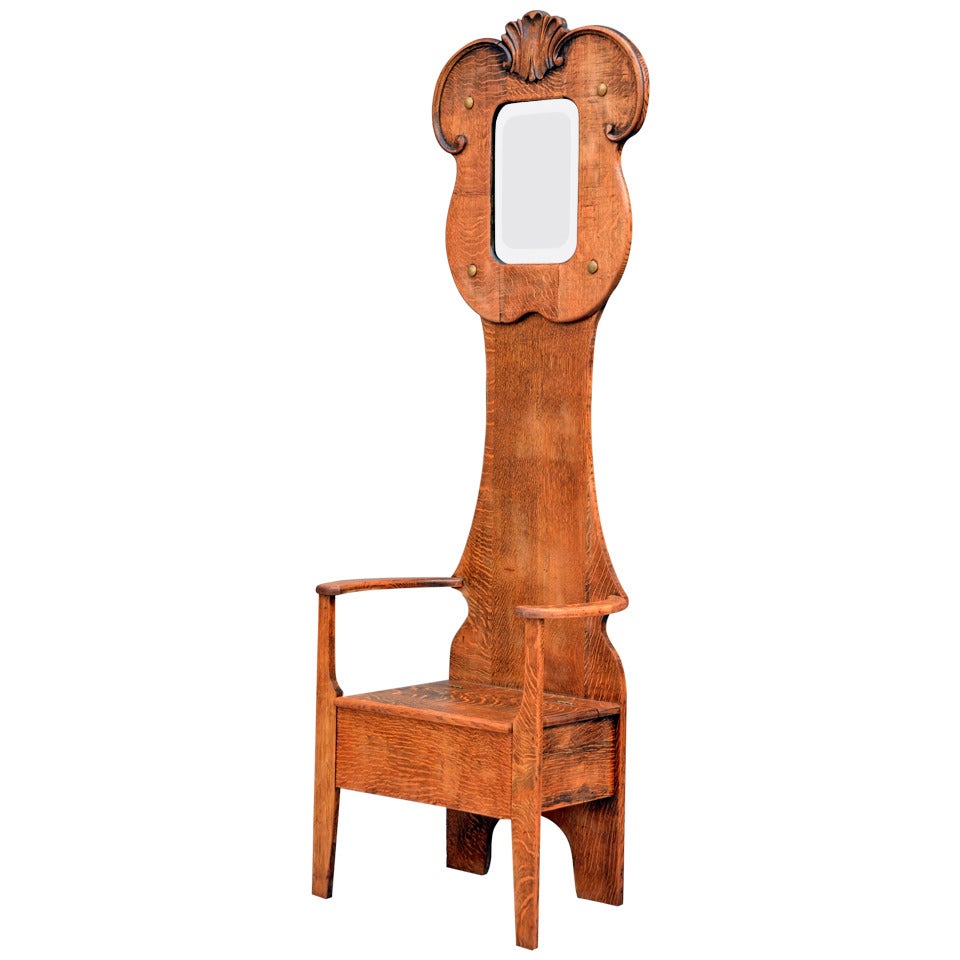 Unusual Arts & Crafts mirror hall chair