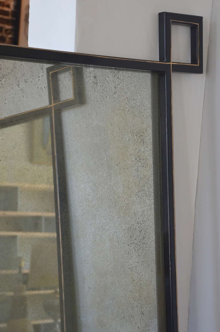 Blackened Pair of Oversized 'Oxyde' French Industrial Mirrors by Design Frères For Sale