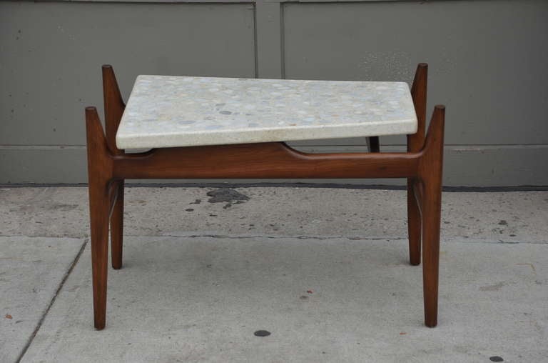 Mid-Century Modern Rare trapeze terrazzo side table  For Sale