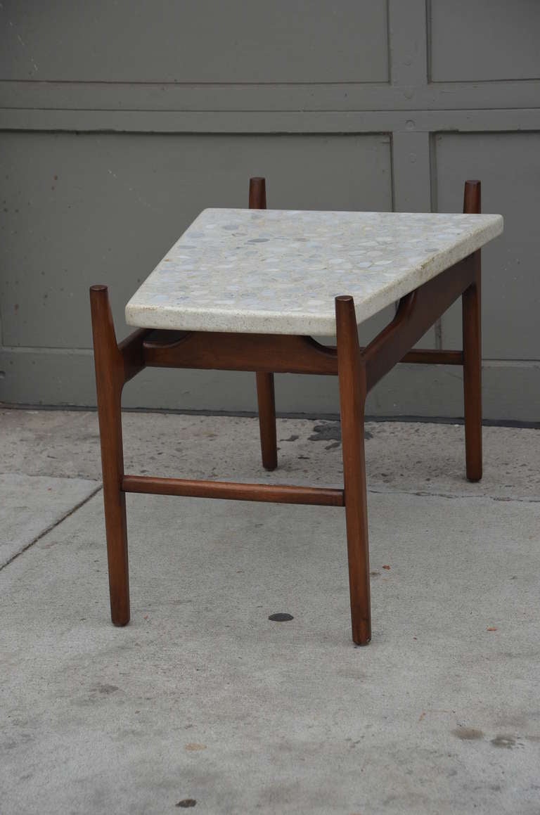 Rare trapeze terrazzo side table  In Excellent Condition For Sale In Los Angeles, CA