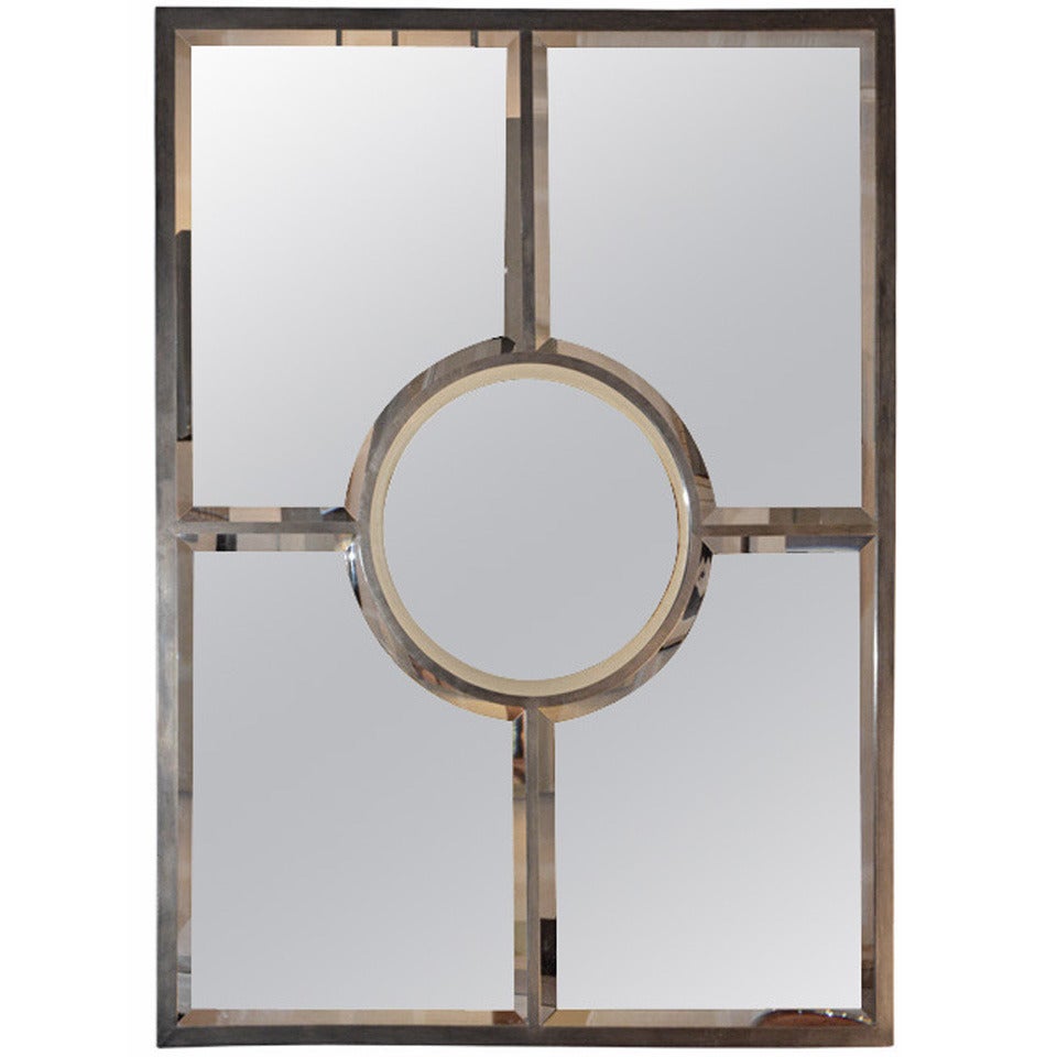 Chic Solid Brass Beveled Quadrature Mirror by Design Frères For Sale