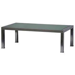 Brushed Steel And Emerald Mirror Cocktail Table By Guy Lefevre 2