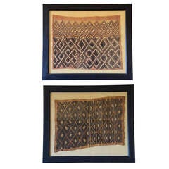 Pair of old framed Kuba textiles