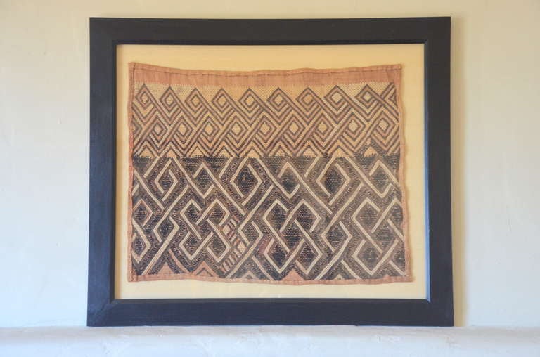 Pair of old framed Kuba textiles