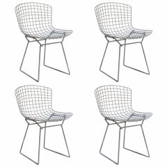 Set of Four Original Wire Chairs by Harry Bertoia for Knoll