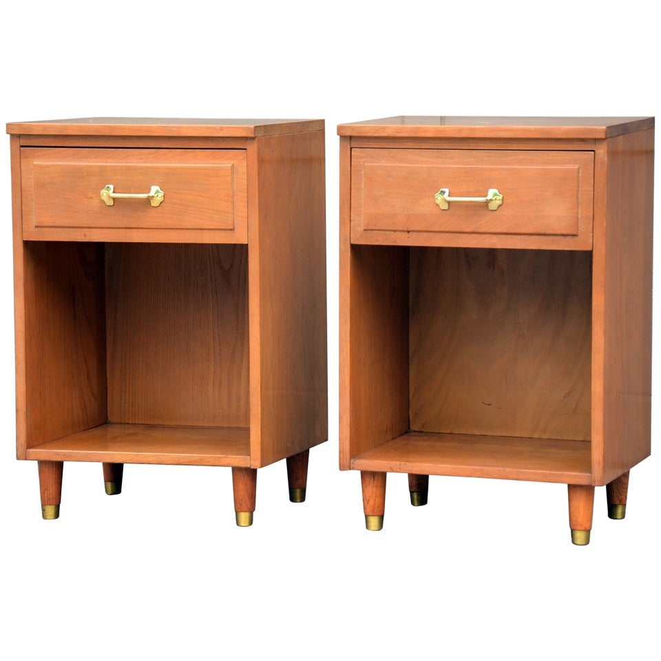 Pair of Mid 20th Century Modern Solid Hard Mountain Ash Night Stands