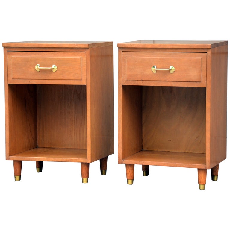 Pair of Mid 20th Century Modern Solid Hard Mountain Ash Night Stands For Sale