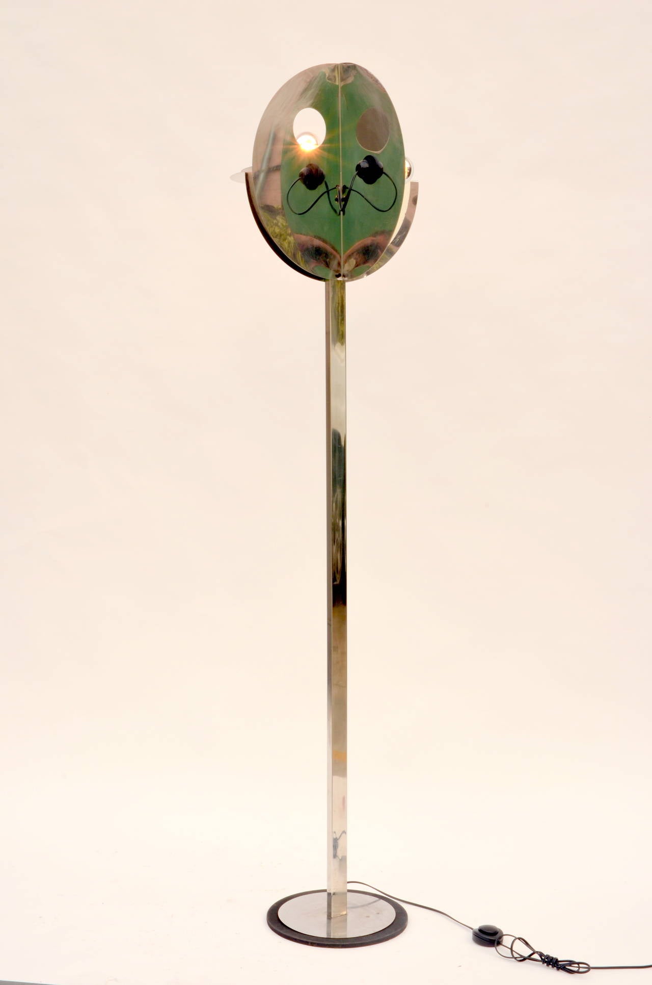 Chrome Unusual 1970s Floor Lamp in the Style of Yonel Lebovici For Sale