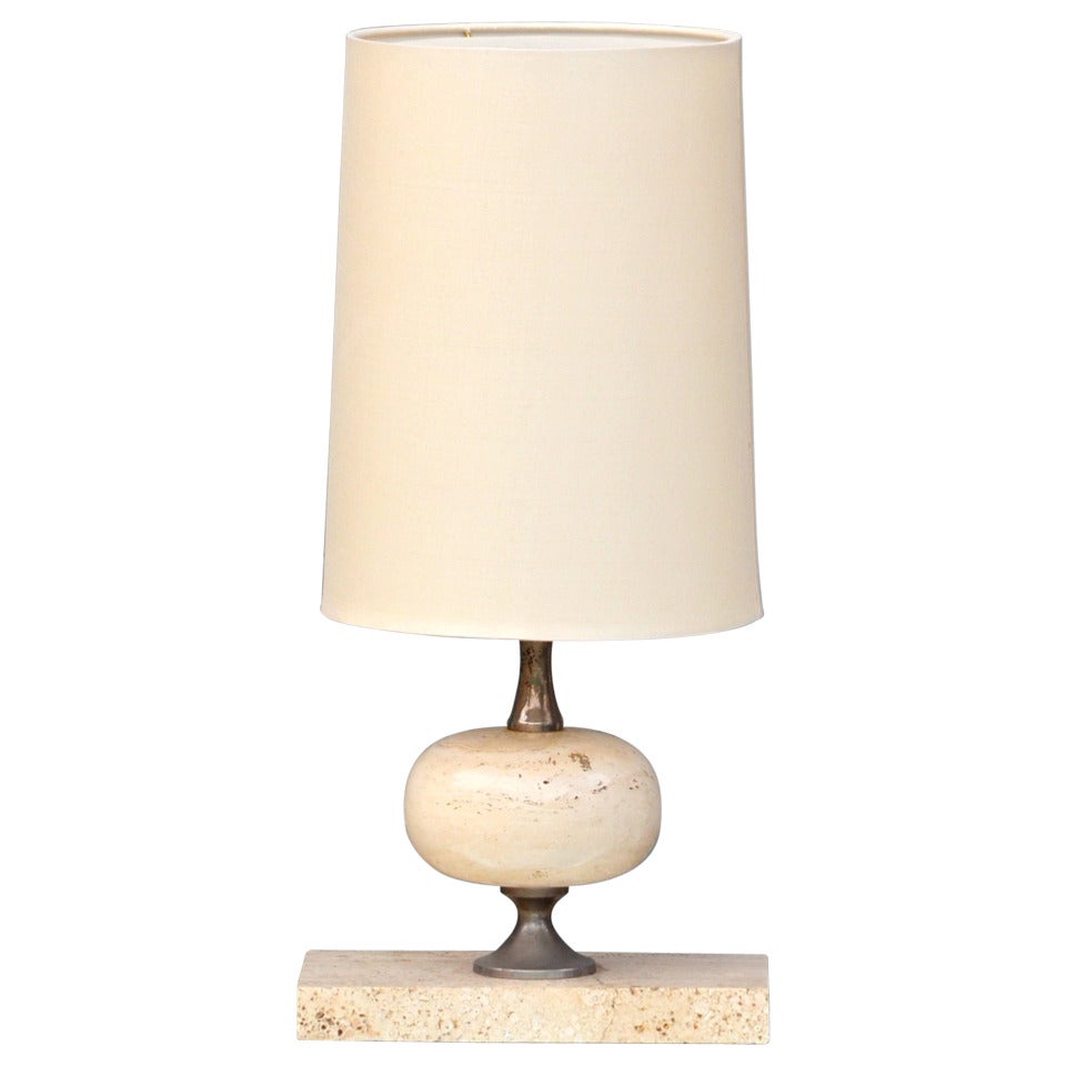 Chic Travertine table lamp by Maison Barbier, Paris at 1stDibs