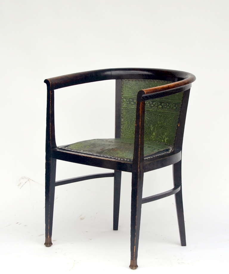 Austrian Viennese Secessionist Armchair in the Style of Joseph Hoffmann