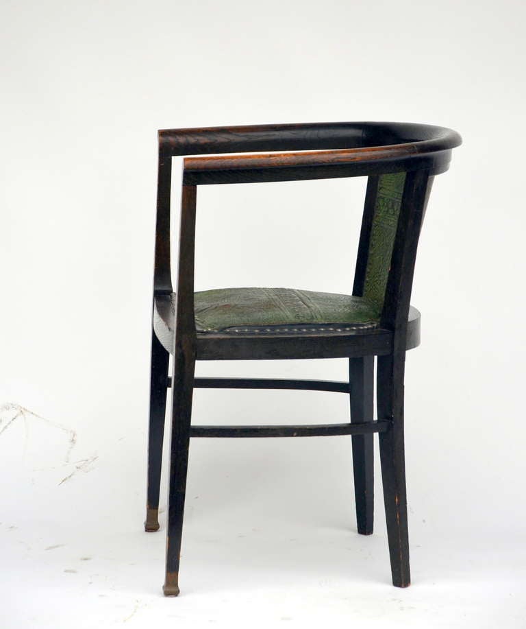 Ebonized Viennese Secessionist Armchair in the Style of Joseph Hoffmann