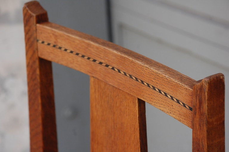 Pair of Small Arts & Crafts Oak Side Chairs 1