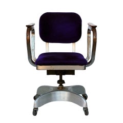 Polished Aluminum Swiveling Desk Chair